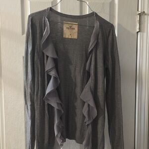 Hollister Charcoal Ruffle Cardigan